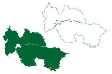  Bokaro district (Jharkhand State, Republic of India, North Chotanagpur division) map vector illustration, scribble sketch Bokaro map