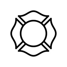 Firefighter Maltese Cross Line Icon. Clipart Image Isolated On White Background