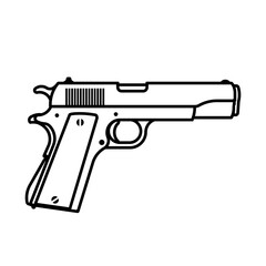 Canvas Print - 45 gun line icon. clipart image isolated on white background