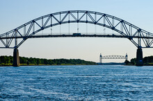 The Bourne Bridge In Bourne, Massachusetts Spans The Cape Cod Canal.  Winner In 1934 Of The American Institute Of Steel Construction's  "Most Beautiful Steel Bridge" Award.   