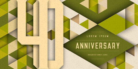 Wall Mural - Anniversary emblems celebration logo, 40th birthday vector illustration, with texture background, modern geometric style and colorful polygonal design. 40 Anniversary template design, geometric design