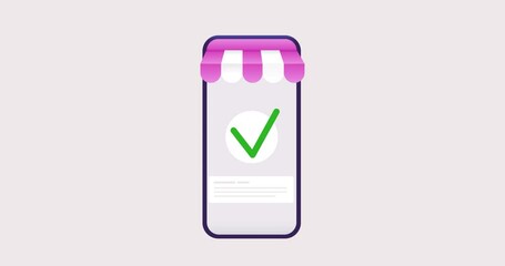 Aufkleber - Using credit card online in webshop - Hand buying products using internet on smartphone. E-commerce concept. 2d animation.