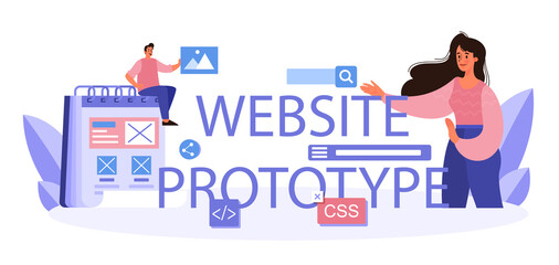 Poster - Website prototype typographic header. Web page modeling