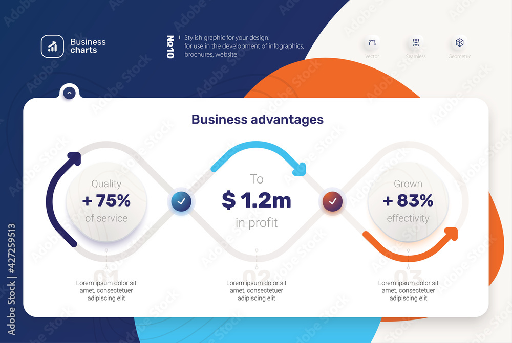 Vector infographic chart template № 10. Business concept with seven ...