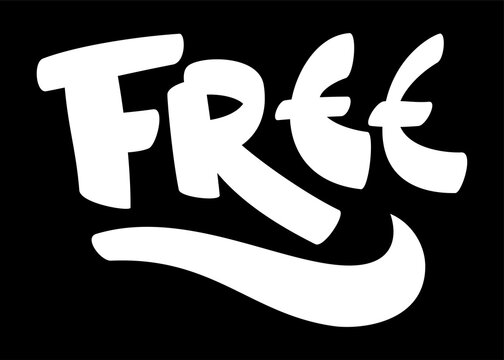 Free Hand Lettering Calligraphy with Brush Pen isolated on black background. Handwritten vector print illustration
