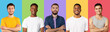 © Prostock-studio - Collage set of happy diverse multicultural men