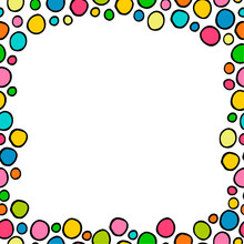 Cheerful Frame For Children From Multi-colored Circles, Balls. Vector.