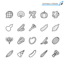 Vegetable Line Icons. Editable Stroke. Pixel Perfect.