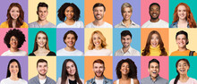 Composite Set Of Diverse Young People Expressing Positive Emotions