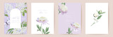 Fototapeta Na ścianę - Happy Mothers day watercolor card set. Greeting mom minimal postcard design. Vector peony flowers frame