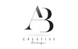 AB a b letter design logo logotype concept with serif font and elegant style vector illustration.