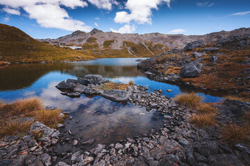 Hiking to the Lake Angelus hut - Nelson Lakes, New Zealand
