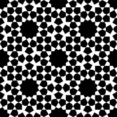 Poster - Seamless geometric ornament based on traditional islamic art. Black and white.