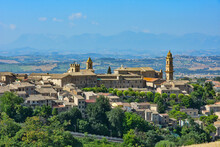 Panoramic View Of Macerata, A Medieval City In The Marche Region Of Italy.