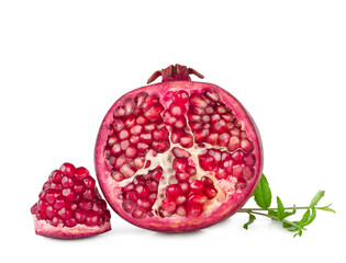 Ripe pomegranate fruit isolated on a white background