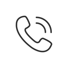 Wall Mural - Phone call icon. Black contour of handset old symbol. Vector isolated on white background.