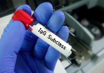 Canvas Print - blood sample tube for igg subclass or immunoglobulin g subclass test, diagnosis for immunodeficiency