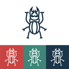 Sticker - Line icon with horned beetle