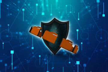 Poster - 3d rendering folder with documents

