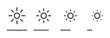 Brightness control icons set. Brightness icons with varying levels on white background. Contrast level icon. Screen brightness and contrast level settings icon. Vector illustration. EPS 10