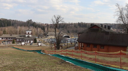 Wall Mural - famous rural resort in Belarus with buildings