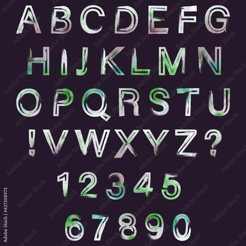 Ageing Lettering Raster set with the effect of aging and scuffs on a dark background ...