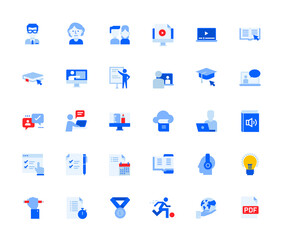 Distance education icons set for personal and business use. Vector illustration icons for graphic and web design, app development, marketing material and business presentation. 