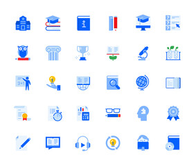 Education icons set for personal and business use. Vector illustration icons for graphic and web design, app development, marketing material, school and university presentation. 