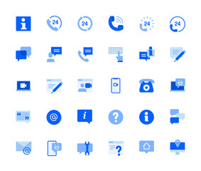 Fototapete - Contact and support icons set for personal and business use. Vector illustration icons for graphic and web design, app development, marketing material and business presentation.