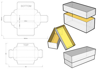 Wall Mural - Top and Bottom box (Internal measurement 25x10x90cm) and Die-cut Pattern. Ease of assembly, no need for glue. The .eps file is full scale and fully functional. Prepared for real cardboard production.