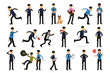 © Happypictures - Young Men as Police Officers with Truncheon and Pistol on Duty Vector Illustration Set