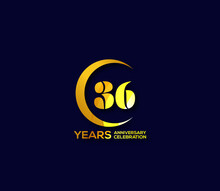 36 Years Anniversary Celebration Logotype With Modern Gold Mix Color Circle Logo Design Concept