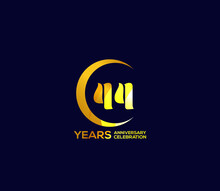 44 Years Anniversary Celebration Logotype With Modern Gold Mix Color Circle Logo Design Concept