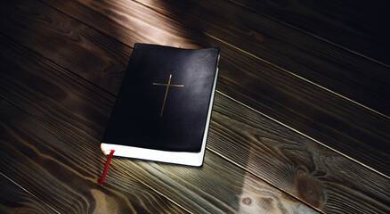 Wall Mural -  Bible on a wooden table