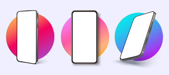 Aufkleber - Realistic smartphone mockup. Device UI, UX mockup for presentation template. Modern vector illustration