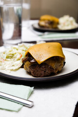 Poster - Closeup shot of a delicious steak with processed cheese