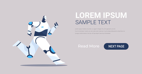 Fototapete - cute robot running artificial intelligence technology concept full length horizontal
