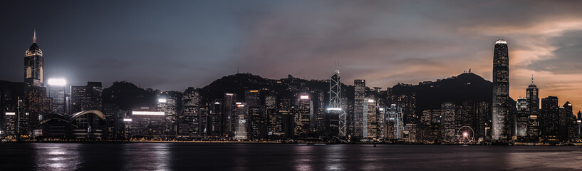 Wall Mural - Hong Kong Victoria Harbour view with sunset