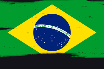 Flag of Brazil, banner with grunge brush