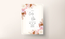 Boho Wedding Invitation Card Brown Floral