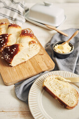 Poster - High angle shot of delicious sweet yeast bread with sesame seeds