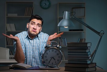 Student preparing for exams late at night