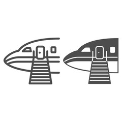 Poster - Plane ladder line and solid icon, airlines concept, plane ladder vector sign on white background, passengers ladder outline style for mobile concept and web design. Vector graphics.