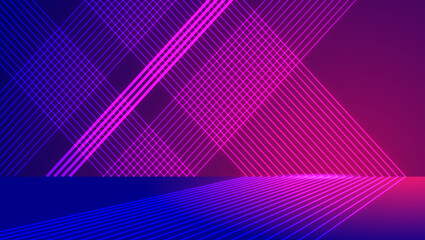 Wall Mural - Neon line construction extension space technology sense spatial sense vector background