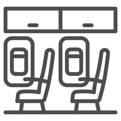 Poster - Seats in plane line icon, airlines concept, seats vector sign on white background, passengers seats outline style for mobile concept and web design. Vector graphics.