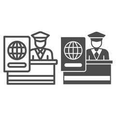 Poster - Customs officer line and solid icon, airlines concept, customs control vector sign on white background, customs control outline style for mobile concept and web design. Vector graphics.