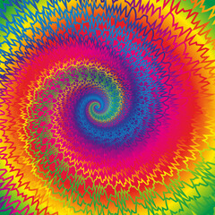 Poster - Spiral Pattern. Trendy Fashion Dirty Paint. Tie-Dye Striped Pattern. Rainbow Artistic Circle. Tie-dye Swirl. Vibrant Spiral Texture. Magic Fantasy Dirty Painting.