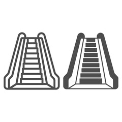 Poster - Escalator line and solid icon, airlines concept, airport escalator vector sign on white background, escalator outline style for mobile concept and web design. Vector graphics.