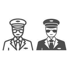 Poster - Pilot line and solid icon, airlines concept, pilot vector sign on white background, pilot outline style for mobile concept and web design. Vector graphics.
