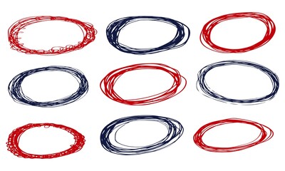 Poster - Hand drawn scribble pen line circles. Doodle circular for message note mark design element. vector illustration